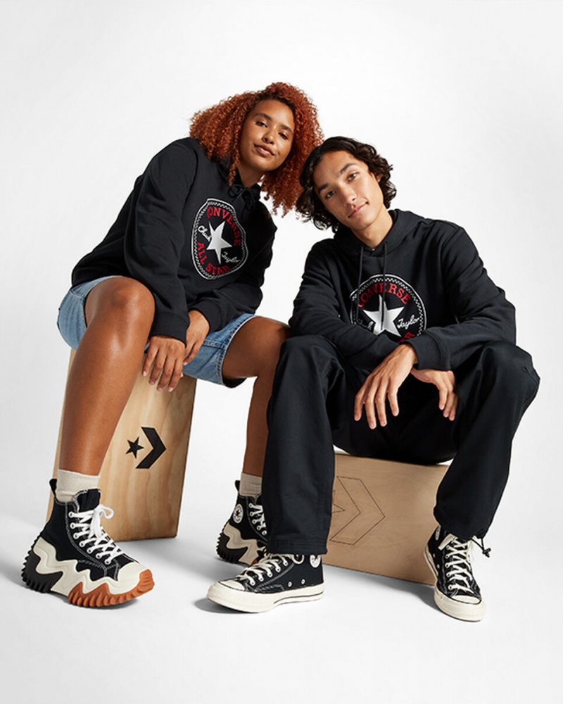 Converse Converse Go-To All Star Patch Standard-Fit Fleece Pullover Hoodie Sort | 91362WOJQ