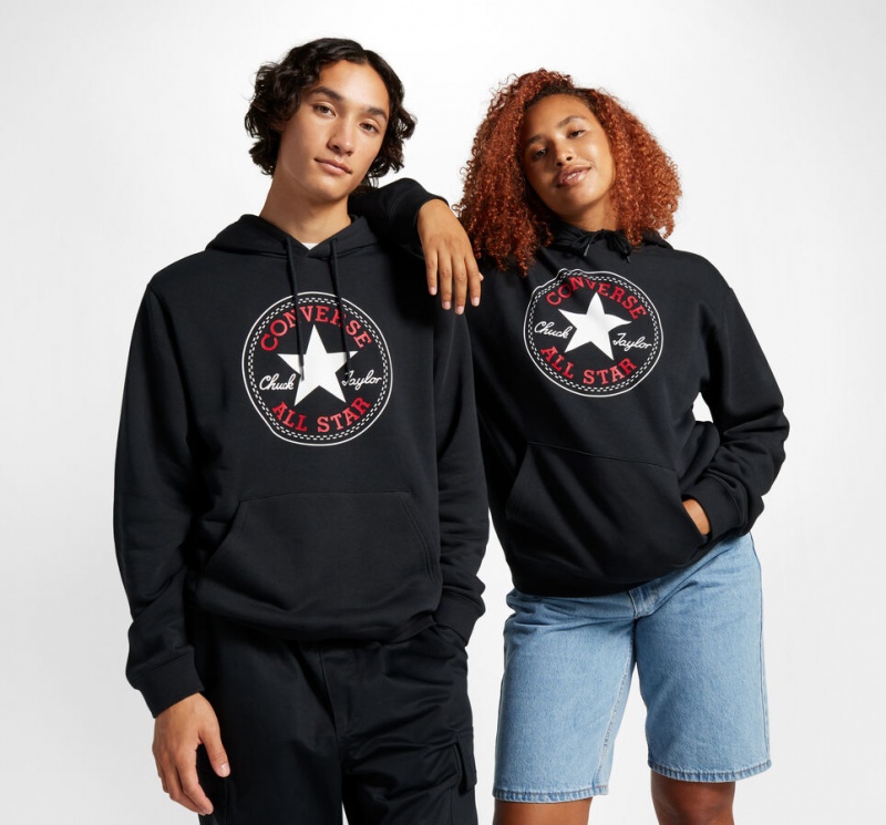 Converse Converse Go-To All Star Patch Standard-Fit Fleece Pullover Hoodie Sort | 91362WOJQ