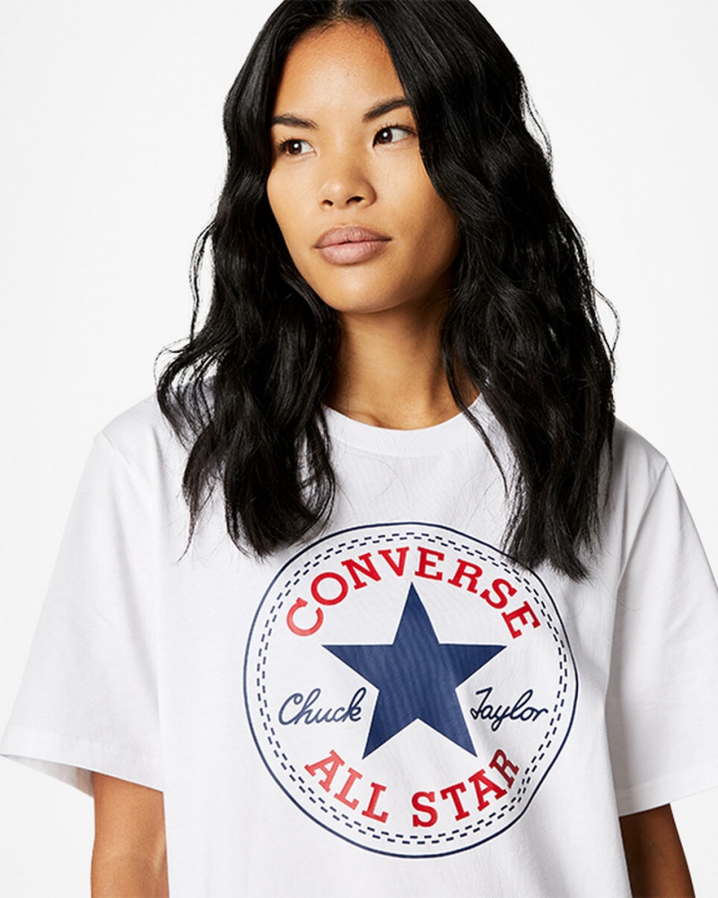 Converse Converse Go-To All Star Patch Standard-Fit T-Shirt Hvide | 18592COMB