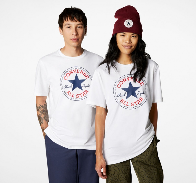 Converse Converse Go-To All Star Patch Standard-Fit T-Shirt Hvide | 18592COMB