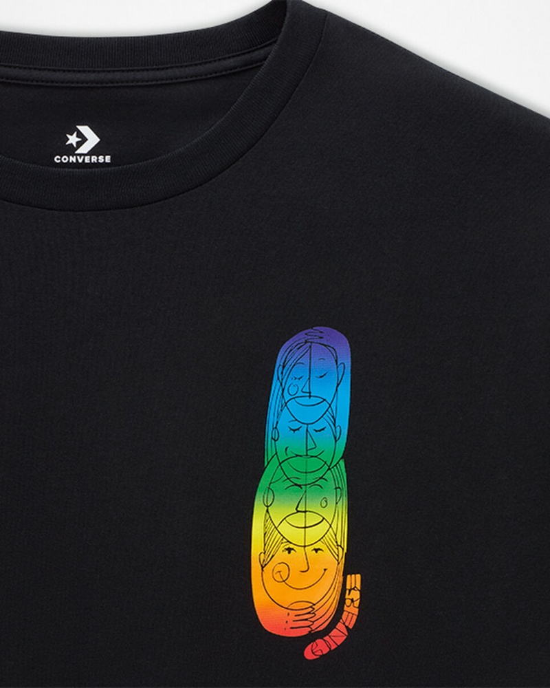 Converse Converse Go-To All Star Pride Deconstructed Grafisk T-Shirt Sort | 24198NVJT