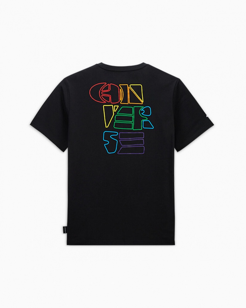 Converse Converse Go-To All Star Pride Deconstructed Grafisk T-Shirt Sort | 24198NVJT