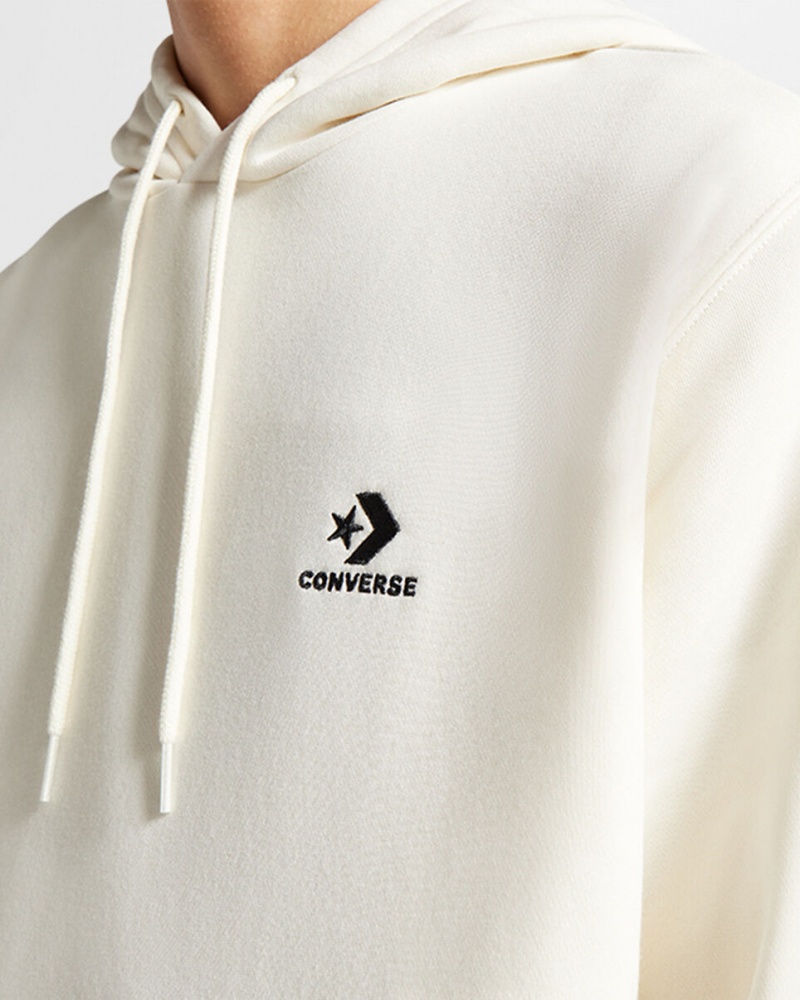 Converse Converse Go-To Embroidered Star Chevron Standard-Fit Fleece Hoodie Egret | 54908QRKN