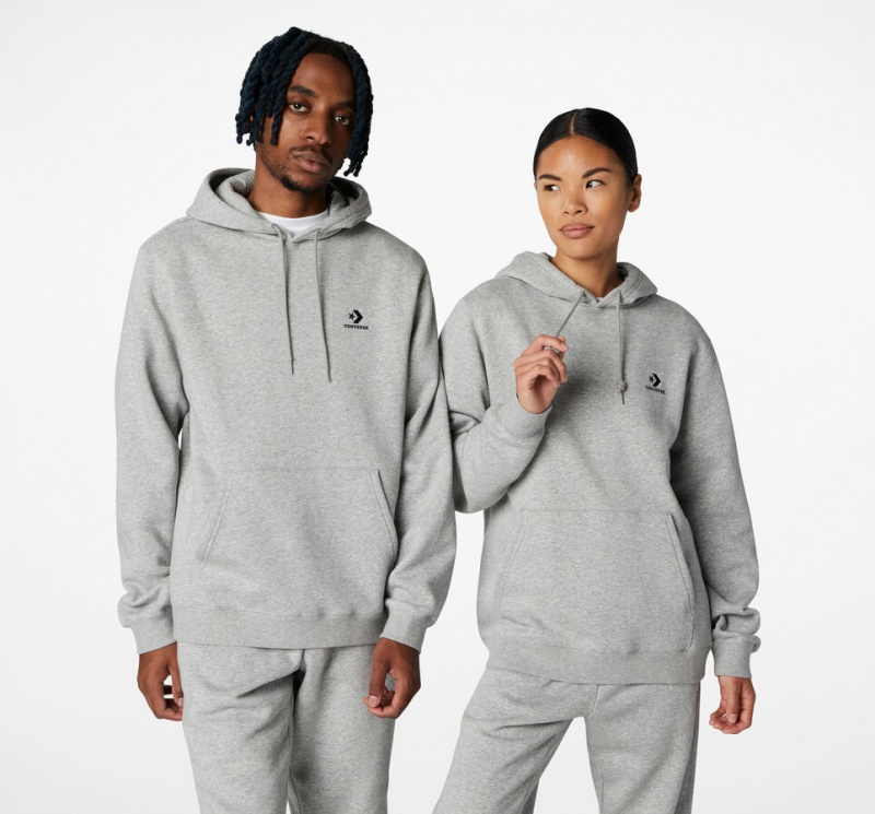 Converse Converse Go-To Embroidered Star Chevron Standard-Fit Fleece Hoodie Grå | 18503WTFI