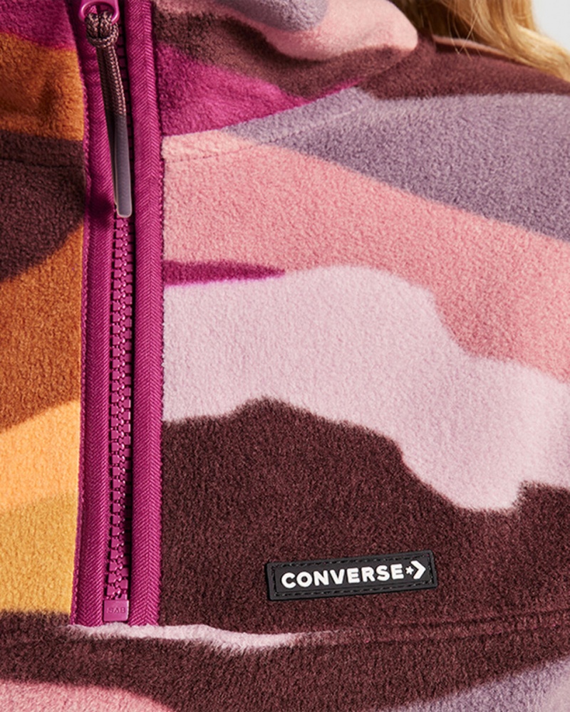 Converse Counter Climate Polar Fleece Abstract Half-Zip Popover Phantom Violet Multi | 37598MFYS