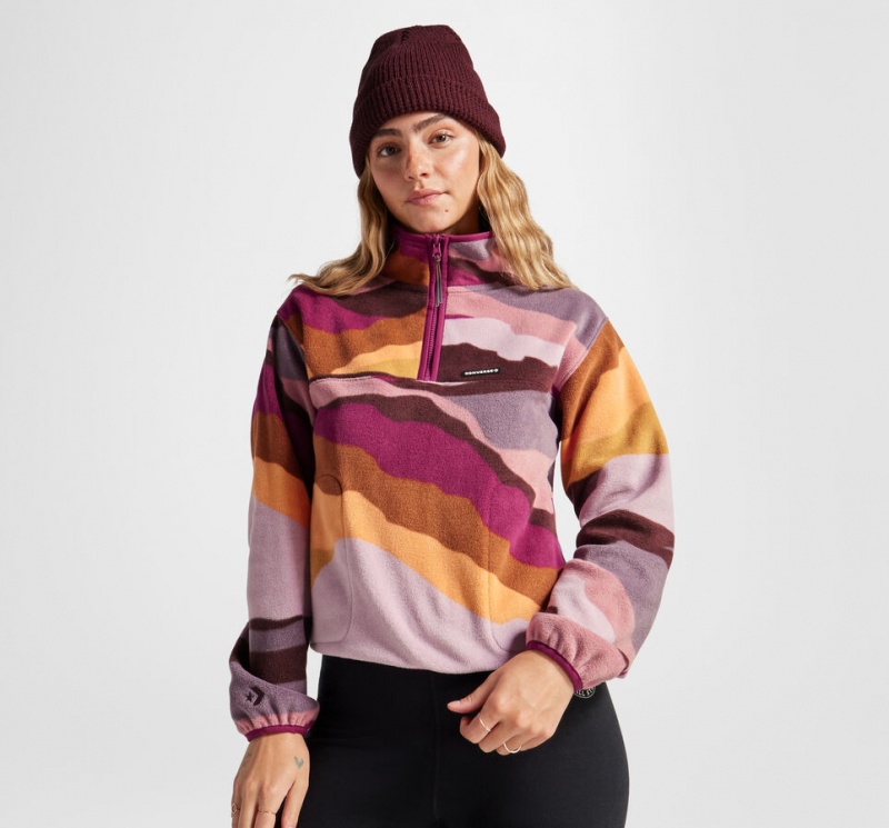 Converse Counter Climate Polar Fleece Abstract Half-Zip Popover Phantom Violet Multi | 37598MFYS