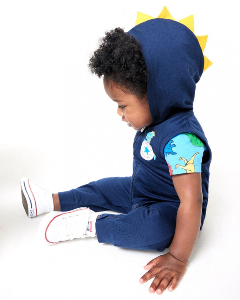 Converse Dino Explorer Hætte Coverall & Bodysuit Set Mørkeblå | 47956LIAP