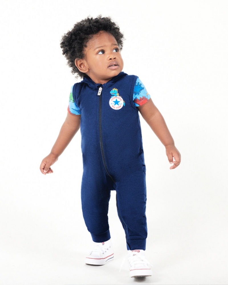 Converse Dino Explorer Hætte Coverall & Bodysuit Set Mørkeblå | 47956LIAP