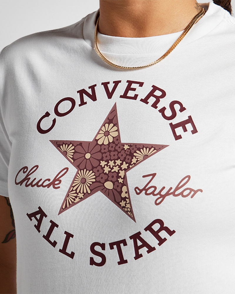 Converse Floral Patch T-Shirt Hvide | 18590YCPV