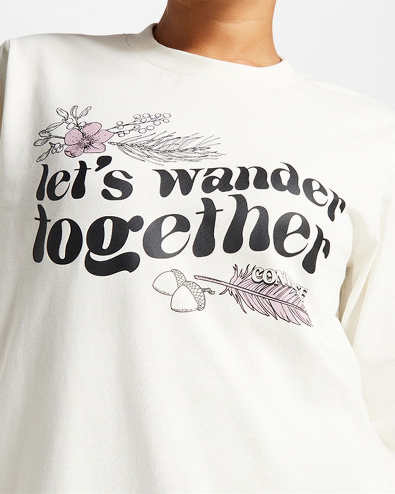 Converse Let's Wander Together Long Sleeve T-Shirt Egret | 75480SUHJ