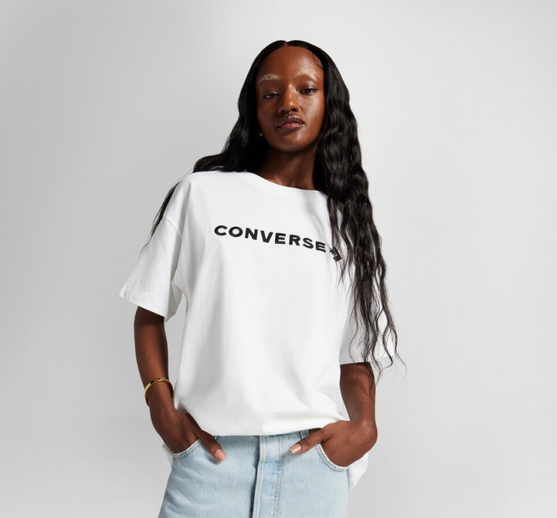 Converse Oversized Wordmark T-Shirt Hvide | 26145CXZK