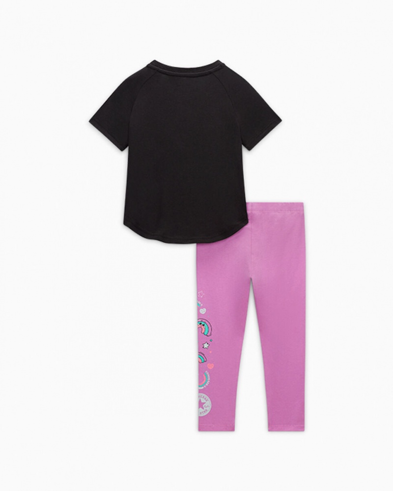 Converse Rainbow Floral T-Shirt & Leggings Set Grape Fizz | 65284IHXP