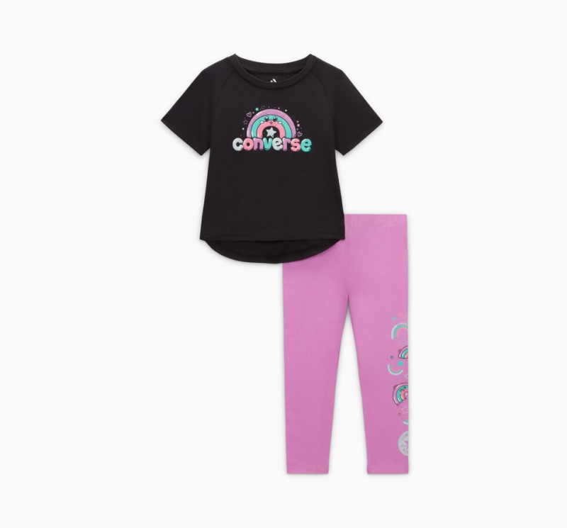 Converse Rainbow Floral T-Shirt & Leggings Set Grape Fizz | 65284IHXP