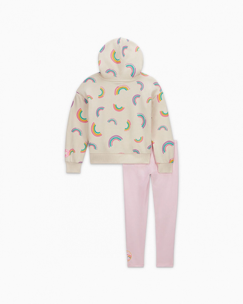 Converse Rainbow Hoodie & Leggings Set Lyserød | 53108LFHE