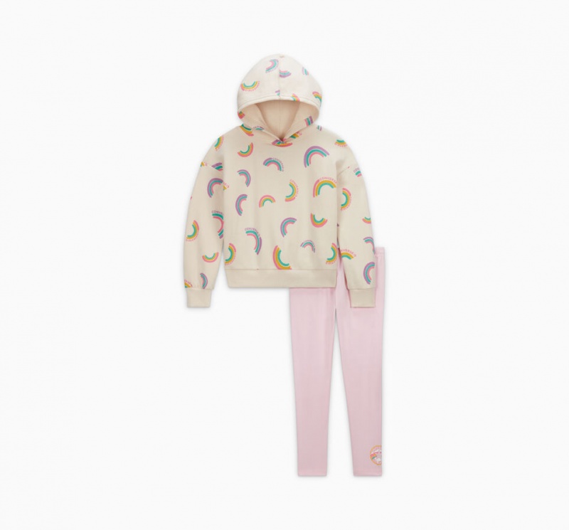 Converse Rainbow Hoodie & Leggings Set Lyserød | 53108LFHE