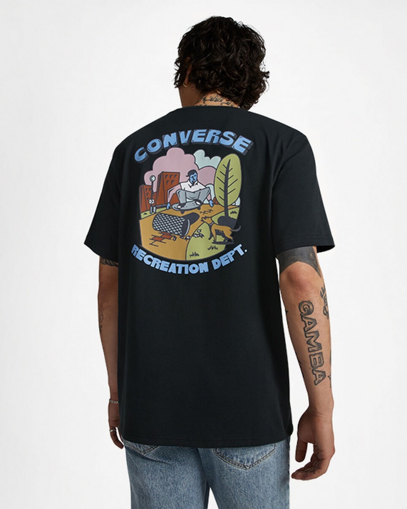 Converse Recreation Department Grafisk T-Shirt Sort | 51897ZKSD