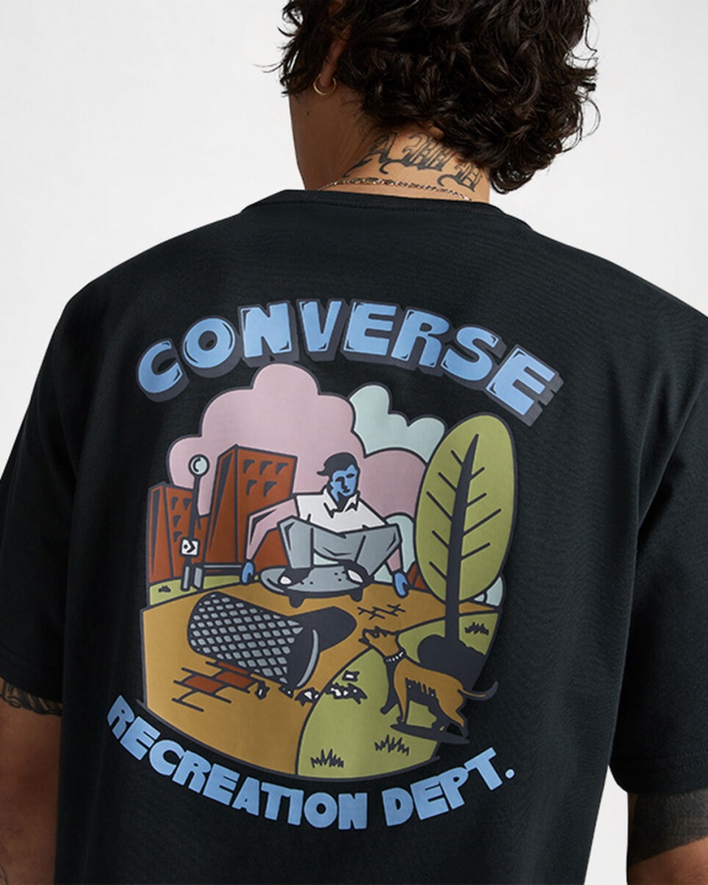 Converse Recreation Department Grafisk T-Shirt Sort | 51897ZKSD