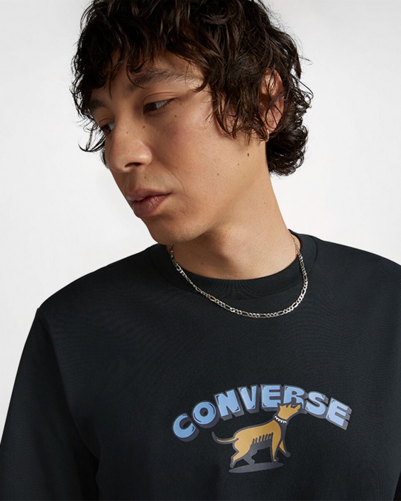 Converse Recreation Department Grafisk T-Shirt Sort | 51897ZKSD