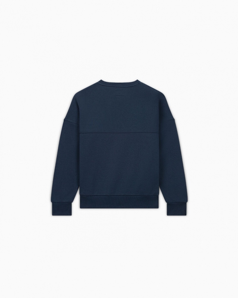 Converse Relaxed Fleece Crew Mørkeblå | 63851EJVI