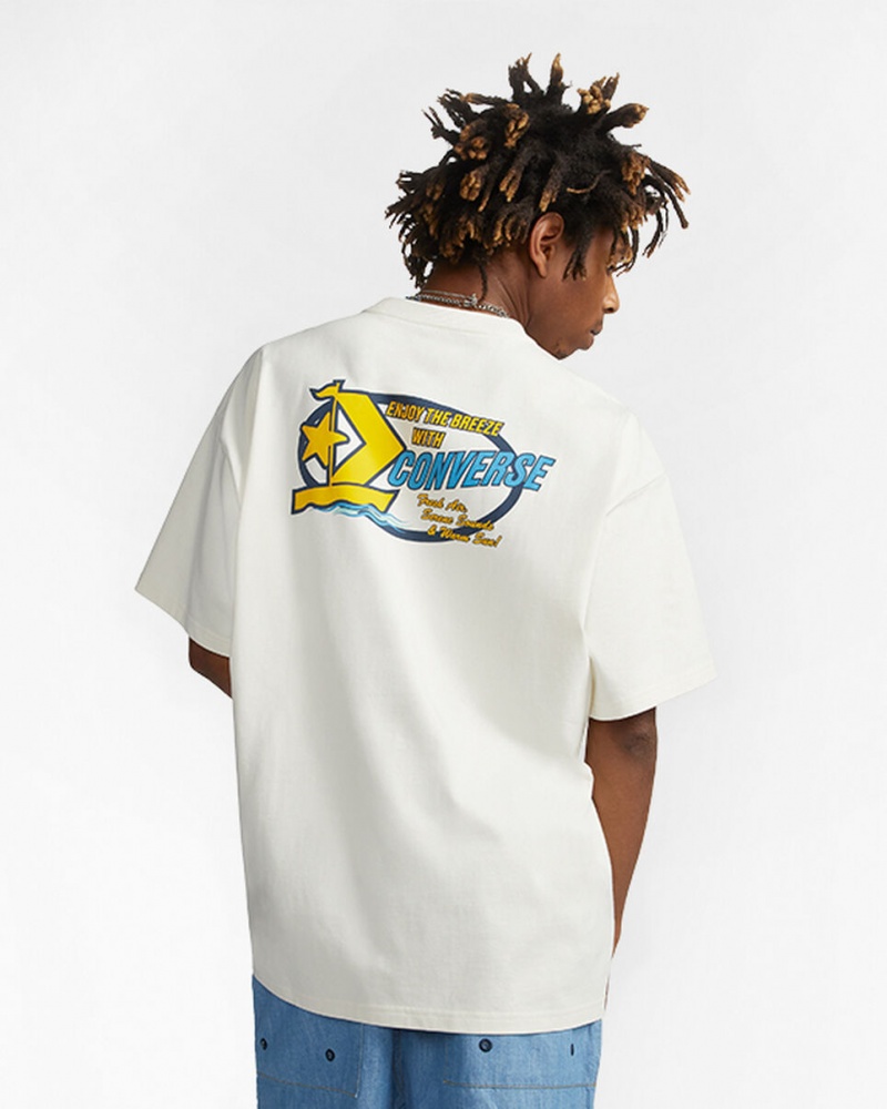 Converse Retro Sailboat Grafisk T-Shirt Egret | 76453SYJK