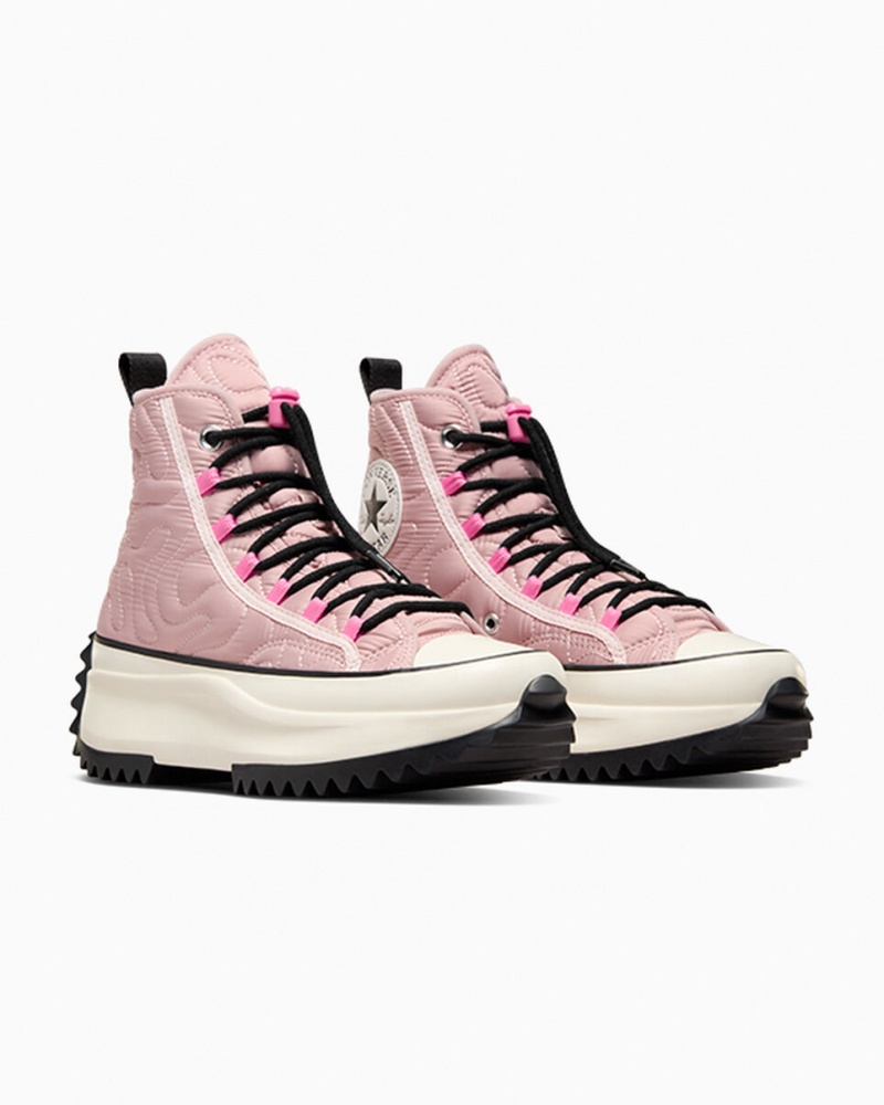 Converse Run Star Hike Platform Quiltet Lyserød Sort | 31204TSBN