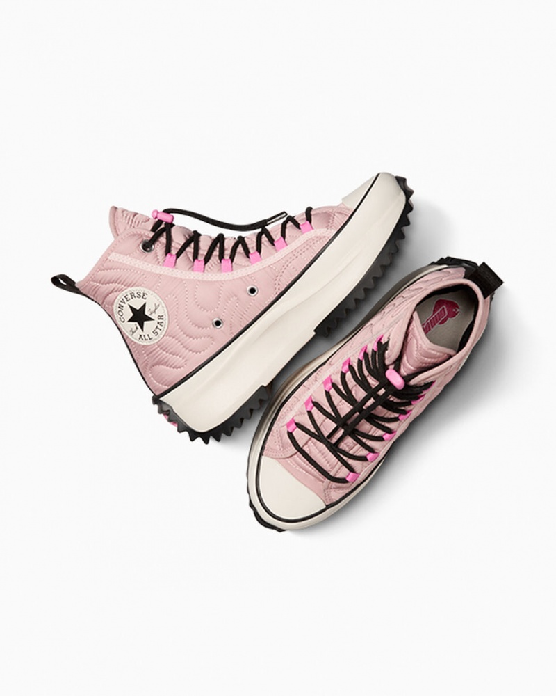 Converse Run Star Hike Platform Quiltet Lyserød Sort | 31204TSBN