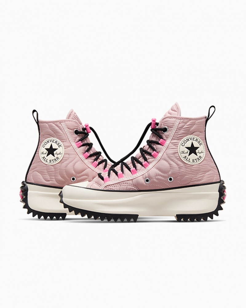 Converse Run Star Hike Platform Quiltet Lyserød Sort | 31204TSBN