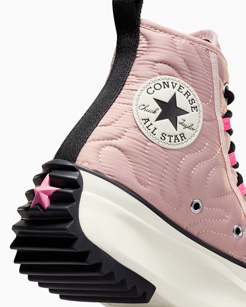 Converse Run Star Hike Platform Quiltet Lyserød Sort | 31204TSBN