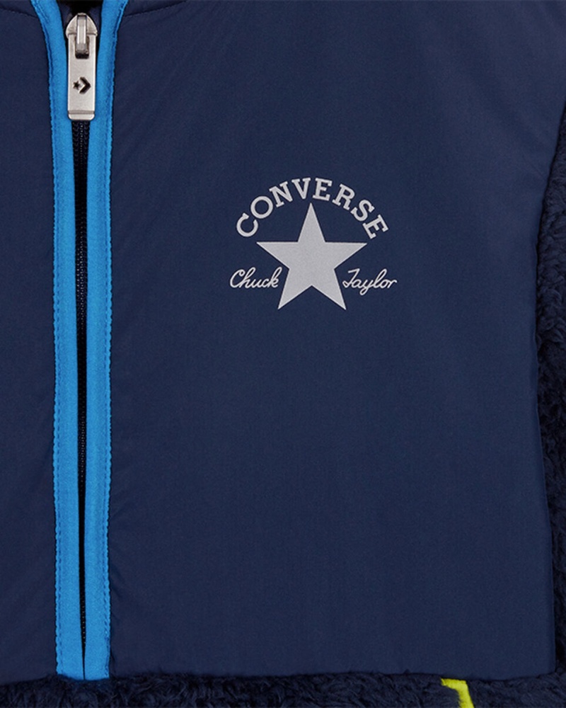 Converse Sherpa Half Zip Jacket Mørkeblå | 94086XJWG