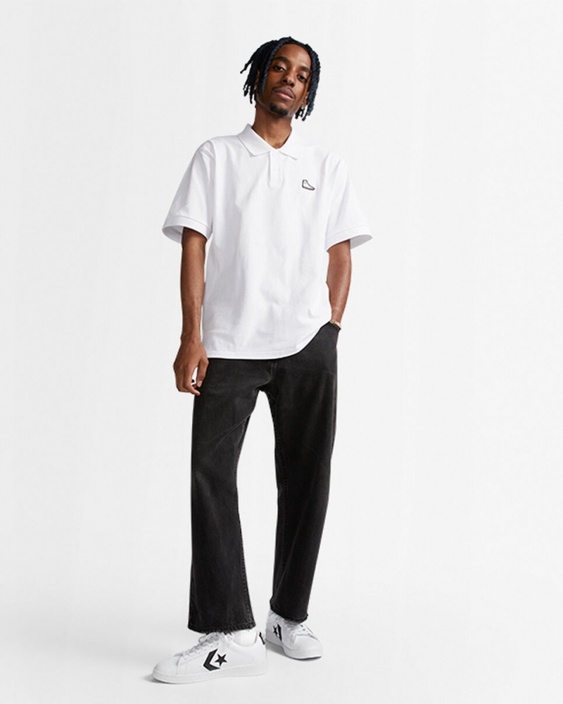 Converse Shoe Patch Polo Shirt Hvide | 86071PIUB