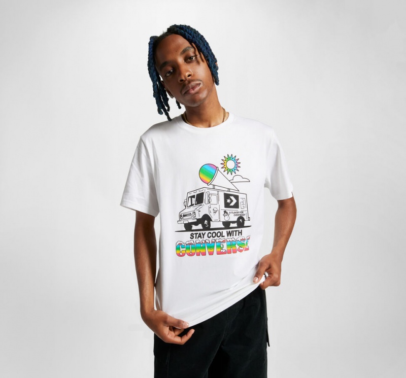 Converse Snow Cone Grafisk Loose-Fit T-Shirt Hvide | 97421DXBW