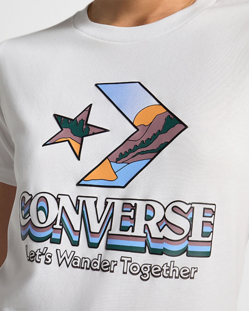 Converse Star Chevron Mountain Grafisk T-Shirt Hvide | 27968HWLB