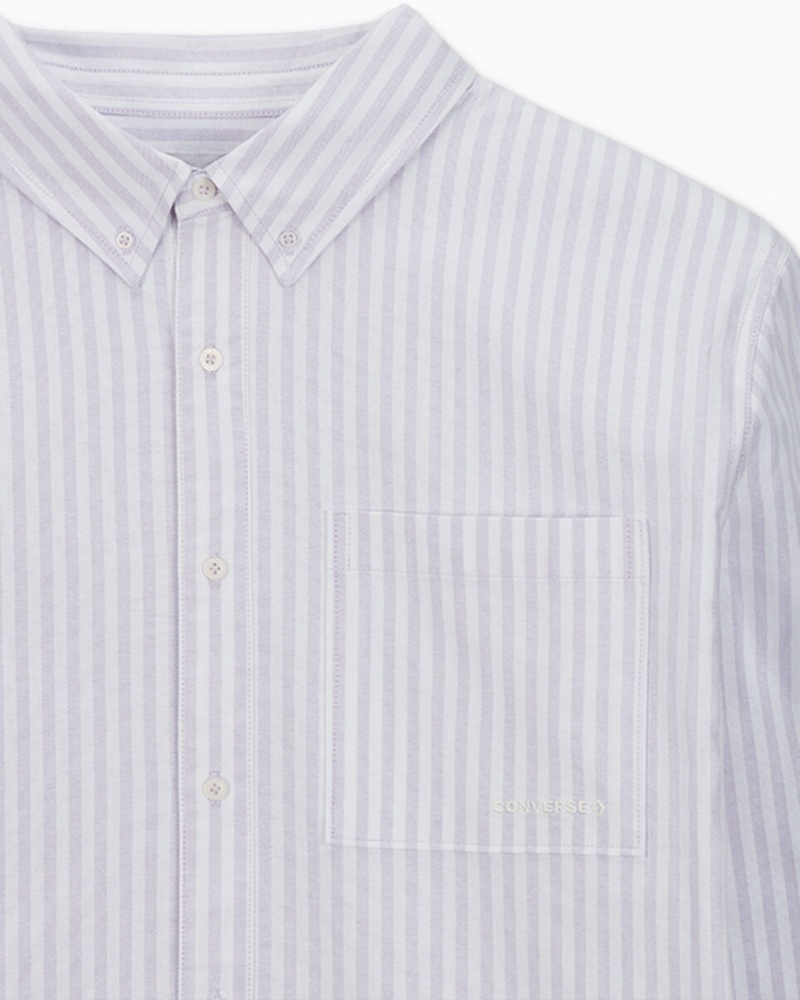 Converse Stribet Oxford Button-Up Shirt Vapor Violet Stripe | 12578RXTM