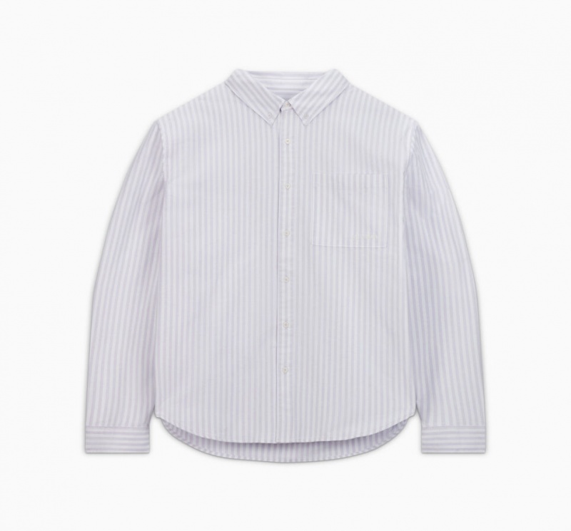 Converse Stribet Oxford Button-Up Shirt Vapor Violet Stripe | 12578RXTM