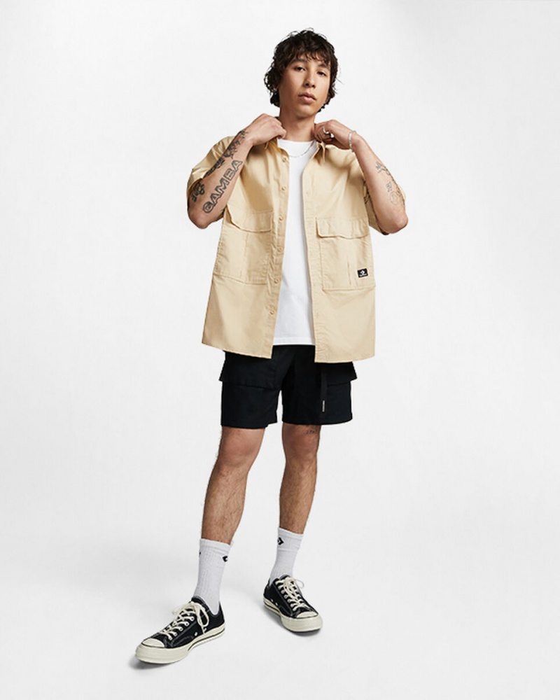 Converse Woven Cargo Shirt Oatmilk | 39024KWHT